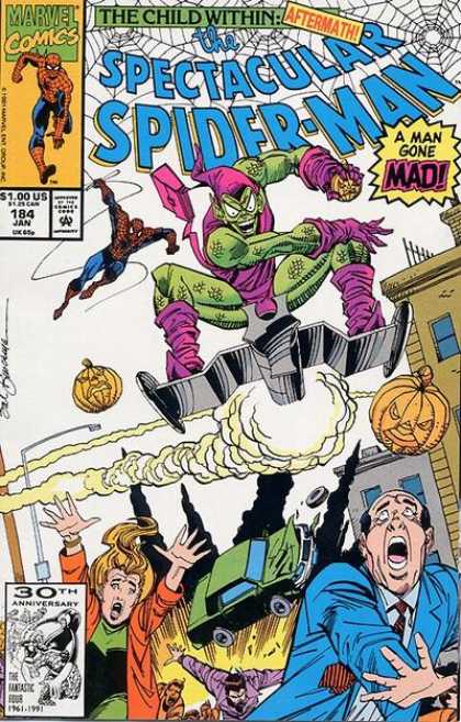 Spectacular Spider-Man (1976) 184 - Green - Villain - Hero - A Man Gone Mad - Spiderwebs - Sal Buscema