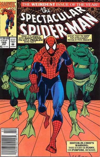 Spectacular Spider-Man (1976) 185 - Frogmen - Spiderman - Greenmen - Mutants - Flippers - Sal Buscema