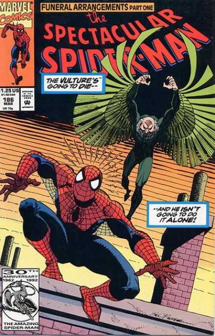 Spectacular Spider-Man (1976) 186 - Funeral Arrangements Part 1 - Vulture - Marvel Comics - Roof - March - Sal Buscema