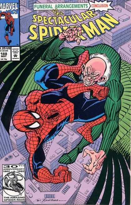 Spectacular Spider-Man (1976) 188 - Spider Man - Villan - Buildings - Fist - Choking - Sal Buscema