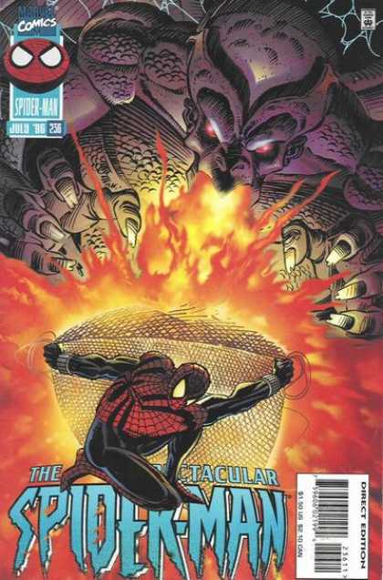 Spectacular Spider-Man (1976) 236 - July 96 - Fire - Purple Beast - Web Shield - Marvel Comics - Sal Buscema