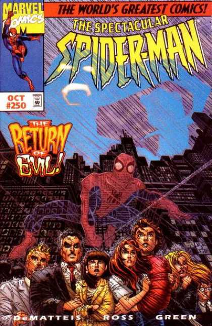 Spectacular Spider-Man (1976) 250 - The Return Of Eviel - Superhero - City - Scared People - Skyline - John Romita