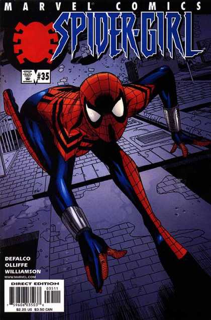 Spider-Girl 35 - Marvels Spider-girl - The Lady Wallcrawler - Defalco Olliffe Williamson - Spider-girl Scaling Walls - Shes Running Up Buildings