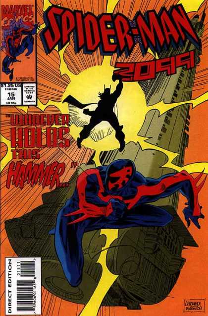 Spider-Man 2099 15 - Whoever Holds This Hammer - Thor - Lightning - Orange Background - Jan 15 - Al Williamson, Rick Leonardi