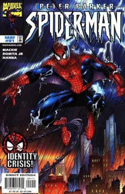 Spider-Man 91 - Lightning - Spiderweb - Building - Rain - Identity Crisis - John Romita