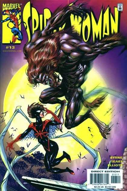 Spider-Woman (1999) 13 - Big Yellow Moon - Spider Under Monster - Muscles - Long Brown Hair - Spider Legs - Bart Sears