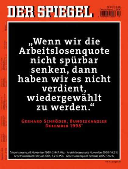 Spiegel - Der SPIEGEL 10/2005 -- Die desastrï¿½se Arbeitsmarktbilanz von Kanzler Gerhard