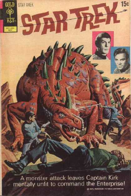 Star Trek 14 - Spock - Dinosaur - Gold Key - A Monster Attack Leaves Captain Kirk Mentally Unfit To Command The Enterprise - Monster