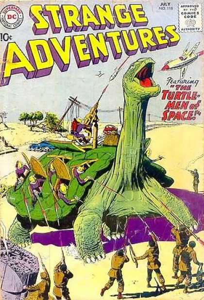 Strange Adventures 118 - Turtle - 10 Cents - Comics Code Authority - Dinosaur - Aircraft