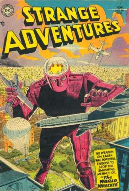 Strange Adventures 50 - Head - Building - Airplanes - Sky - Street