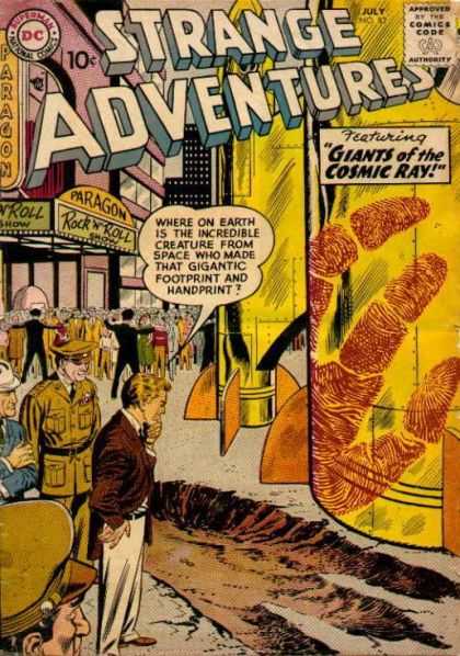 Strange Adventures 82 - Footprint - Giants Of The Cosmic Ray - Fingerpring - Rocket - Soldiers