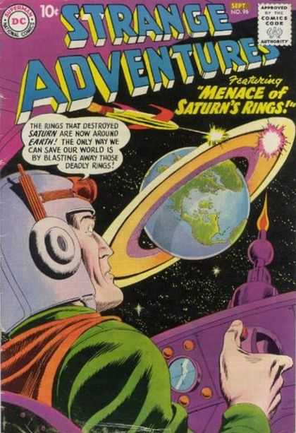 Strange Adventures 96 - Menace Of Saturns Rings - Planet - Earth - Space - Spaceship