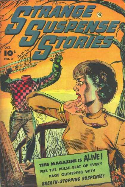 Strange Suspense Stories 3 - Headless Man - Worried Woman - Trees - Bridge - Sunset