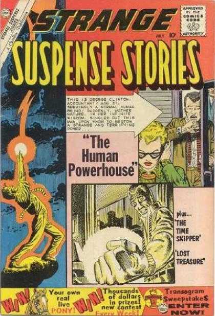 Strange Suspense Stories 48 - The Human Powerhouse - The Time Skipper - Lost Treasure - George Clinton - Glowing Light