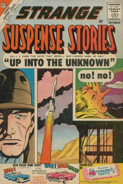 Strange Suspense Stories 49 - Strange Suspense Stories - Up Into Hte Unknown - Win Your Own Car - Jungle Gaint Contest - Turkish Taffy