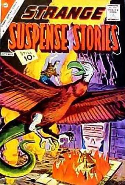 Strange Suspense Stories 55 - Eagle - Man - Fire - Portrait - Wall