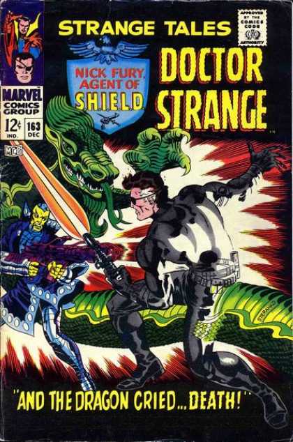 Nick Fury - Dragon - Doctor Strange - Eye Patch - And The Dragon Cried Death - Jim Steranko Strange Tales 163 - Nick Fury - Dragon - Doctor Strange - Eye Patch - And The Dragon Cried Death - Jim Steranko