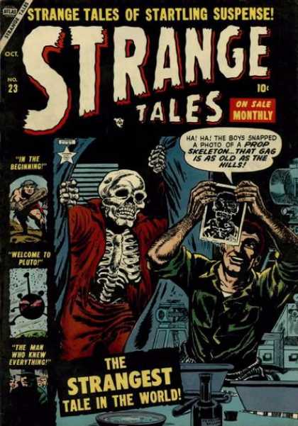 Strange Tales 23 - Startling Suspense - The Strangest Tale In The World - In The Beginning - On Sale Monthly - The Man Who Knew Everything