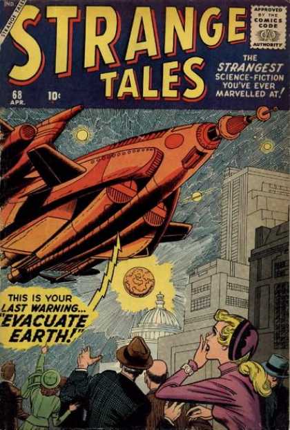 Science Fiction - Evacuate Earth - Alien Ship - City - Capitol Building Strange Tales 68 - Science Fiction - Evacuate Earth - Alien Ship - City - Capitol Building