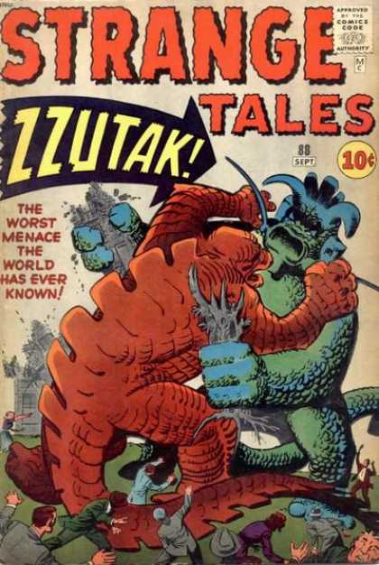 Approved By The Comics Code - Zzutak - The Worst Menace The World Has Ever Known - Lizard - Man Strange Tales 88 - Approved By The Comics Code - Zzutak - The Worst Menace The World Has Ever Known - Lizard - Man