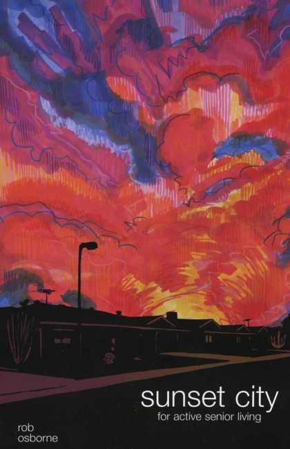 Sunset City 1 - Lamp Post - Colorful Sky - Retirement Home - Rob Osborne - Chimney