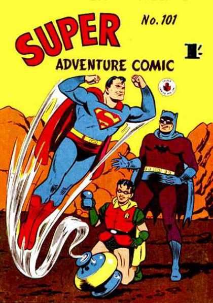 Super Adventure Comic 101 - Batman - Bottle - Robin - Mountains - Red Cape