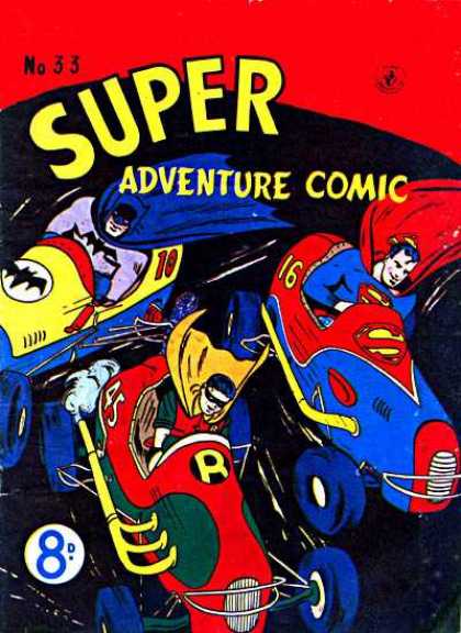 Super Adventure Comic 33 - Batman - Robin - Capes - Superman - Go Karts