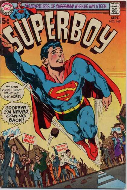 Superboy 168 - Superman National Comics - Approved By The Comics Code - Stone - Cloak - Stay Away - Neal Adams