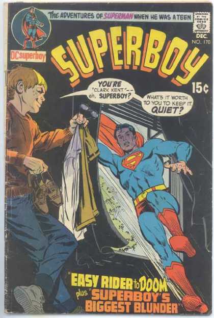 Superboy 170 - Clark Kent - Window - Easy Rider To Doom - Superboys Biggest Blunder - Dec No 170 - Carmine Infantino, Dick Giordano