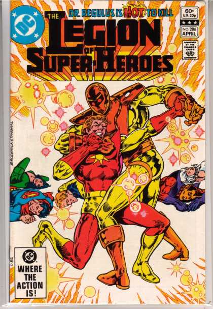 Superboy - Legion of Super-Heroes - Dr Regulus Is Hot To Kill - Dc Where The Action Is - Flames - Helmet - Choke