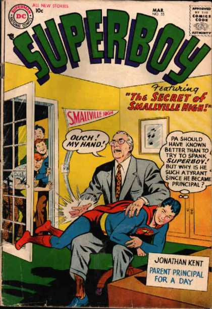 Superboy 55 - Pa Kent - Smallville - Whos Your Daddy Whos Your Daddy - Spank Me Big Boy - Super Boy Gets A Super Spanking - Curt Swan, Tom Grummett