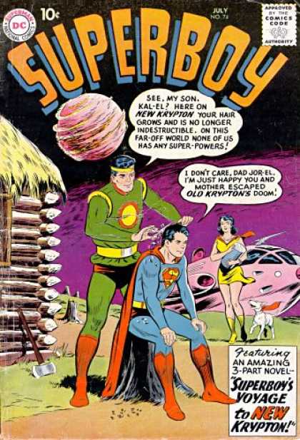 Superboy 74 - Krypton - Father - Log Cabin - Dog - Mauve Ariplane - Curt Swan, Tom Grummett