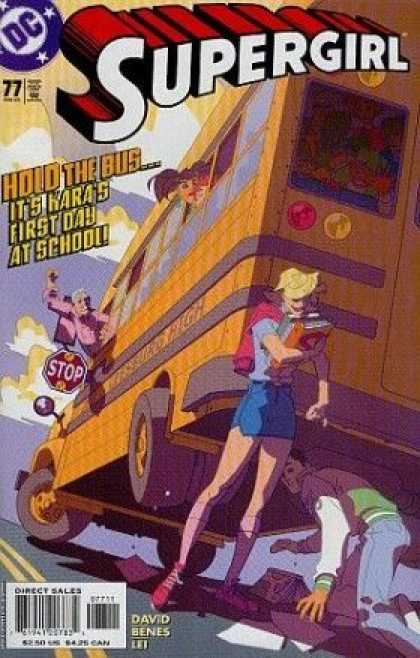 Supergirl 77 - School Bus - Stop Sign - Open Window - School Kids - Road