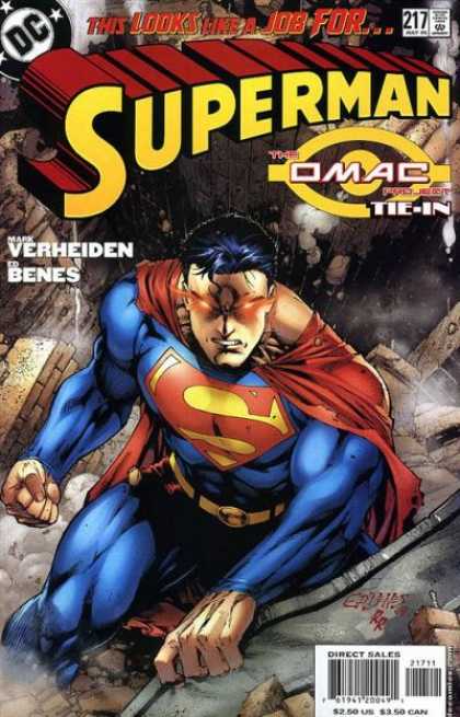 Superman (1987) 217 - Omac - Red Eyes - Comics Code - Dc - Mark Verheiden - Ed Benes, Rod Reis