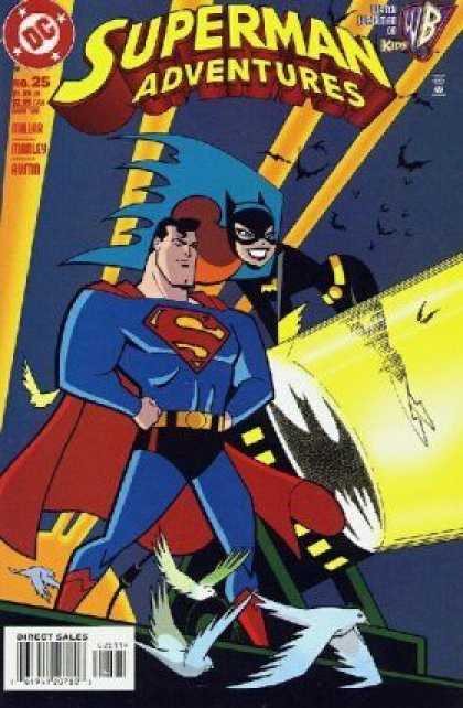 Superman Adventures 25 - Superman - Batgirl - Bat Signal - Bats And Birds Flying - Standing On Rooftop - Terry Austin
