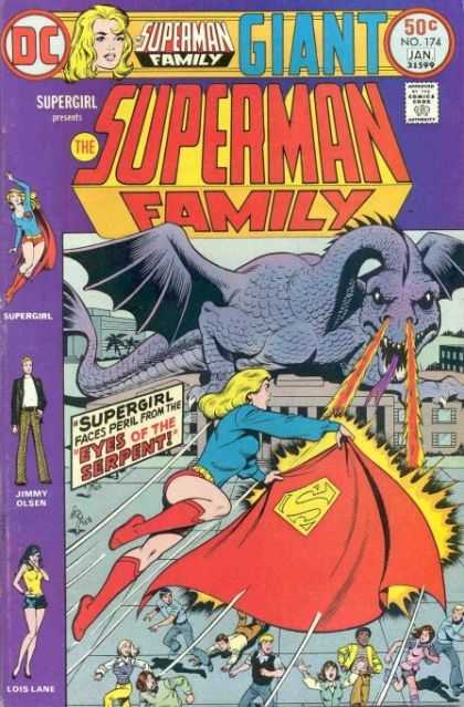 Superman Family 174 - Supergirl - Serpent - Cape - Fire - Eyes