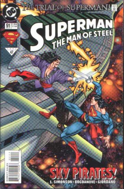 Superman: Man of Steel 51 - Sword - The Trial Of Superman - Sky Pirates - Long Black Hair - Spaceship