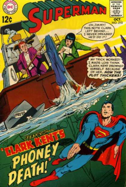 Superman 210 - Water - Coat - Boat - Press Hat - Lois - Neal Adams
