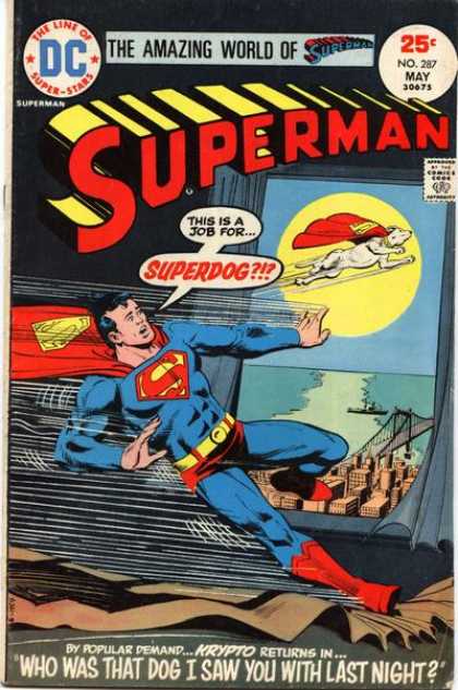 Superman 287 - Superdog - Who Was That Dog I Saw You With Last Night - Window - City - Krypto - Dick Giordano