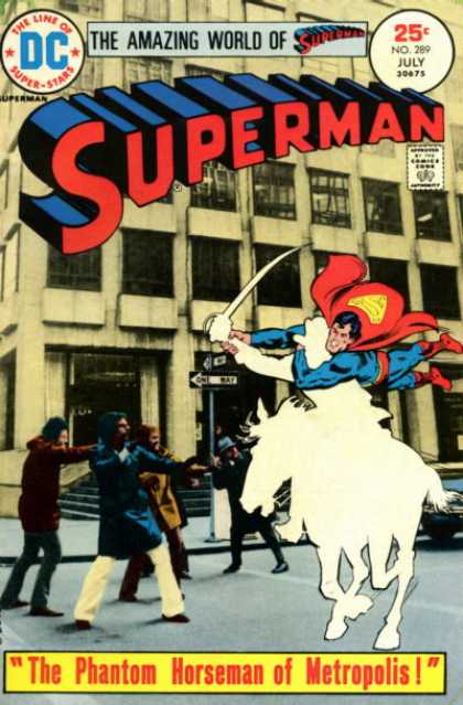 Superman 289 - Phantom - Horseman - Metropolis - Crowd Pointing - City Street - Bob Oksner, Curt Swan