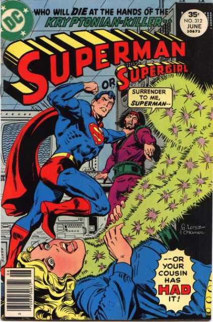 Superman 312 - Superman Hesitates - Villain In Purple - Clarks Blonde Counsin - Fuzzy Evil Creature - Machine - Bob Oksner