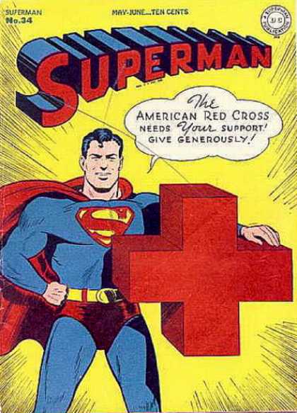 Superman 34 - May-june - American Red Cross - Give Generously - Superheroe - Fliing Man