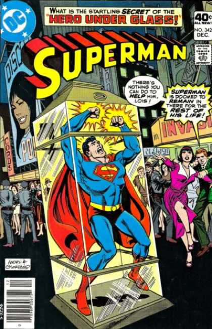 Superman 342 - Secret - Hero - Glass - Lois - Imprisoned - Dick Giordano, Ross Andru