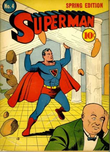 Superman 4 - Columns - Rocks - Muscles - Strong - Green Suit - Joe Shuster