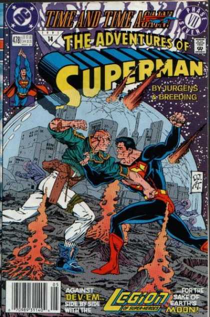 Superman 478 - Fight - Globe - City - Glass Breaking - Lava