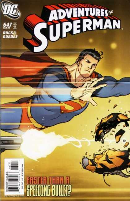 Superman 647 - Speeding Bullet - Red Cape - Gunfire - Flying - Blue Tights