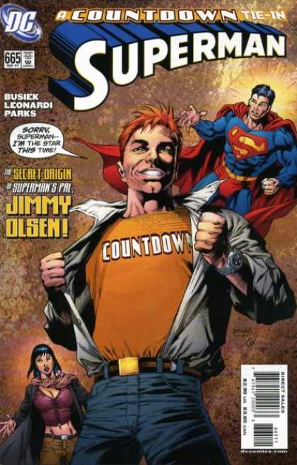 Superman 665 - Countdown - Jimmy Olsen - Secret Origin - Busiek Leonardi Parks - Woman - Carlos Pacheco