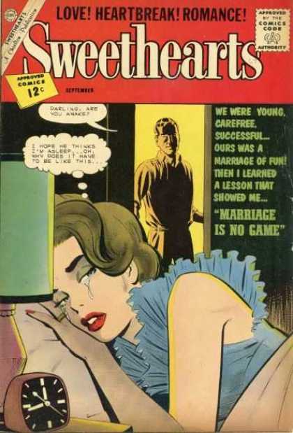 Sweethearts 67 - Love Heartbreak Romance - Marriage Is No Game - Woman In Bed - Man At Door - Tears