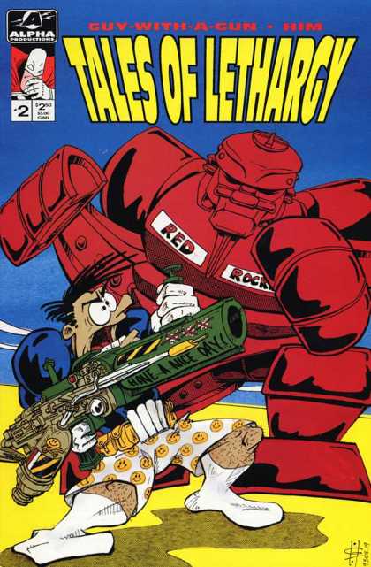 Tales of Lethargy 2 - Guy With A Gun - Red Robot - Green Gun - Smiley Underwear - White Socks