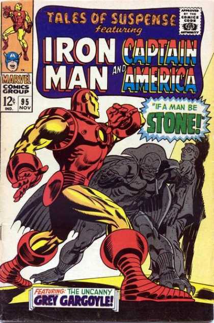 Tales of Suspense 95 - Iron Man - Captain America - If A Man Be Stone - Marvel Comics - Grey Gargoyle - Gene Colan